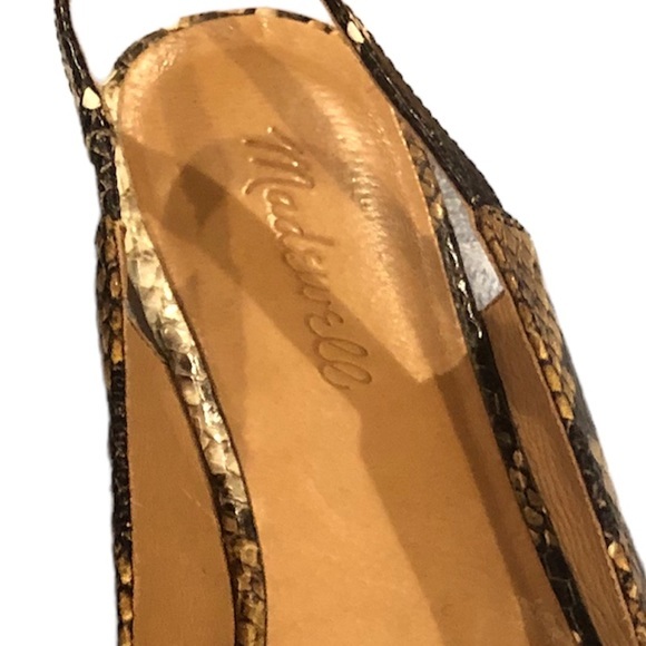 MADEWELL THE MARGOT SLINGBACK SNAKESKIN POINTED TOE FLATS SHOES 8 - Picture 7 of 11